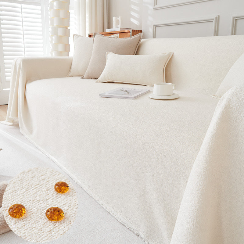 Waterproof Loop Yarn Throw Blanket for Sofa and Couch