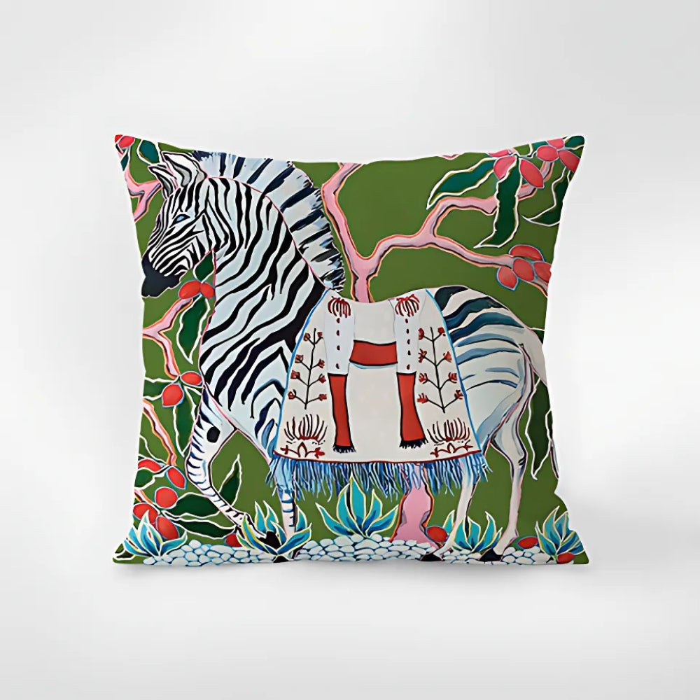 Aurela Zebra Tapestry Tassel Cushion Cover for Sofa