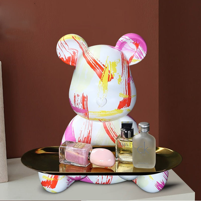 Averon | Table Tray Featuring Graffiti Painted Bear Sculpture