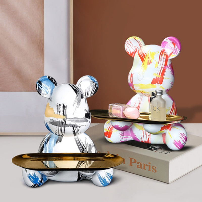 Averon | Table Tray Featuring Graffiti Painted Bear Sculpture