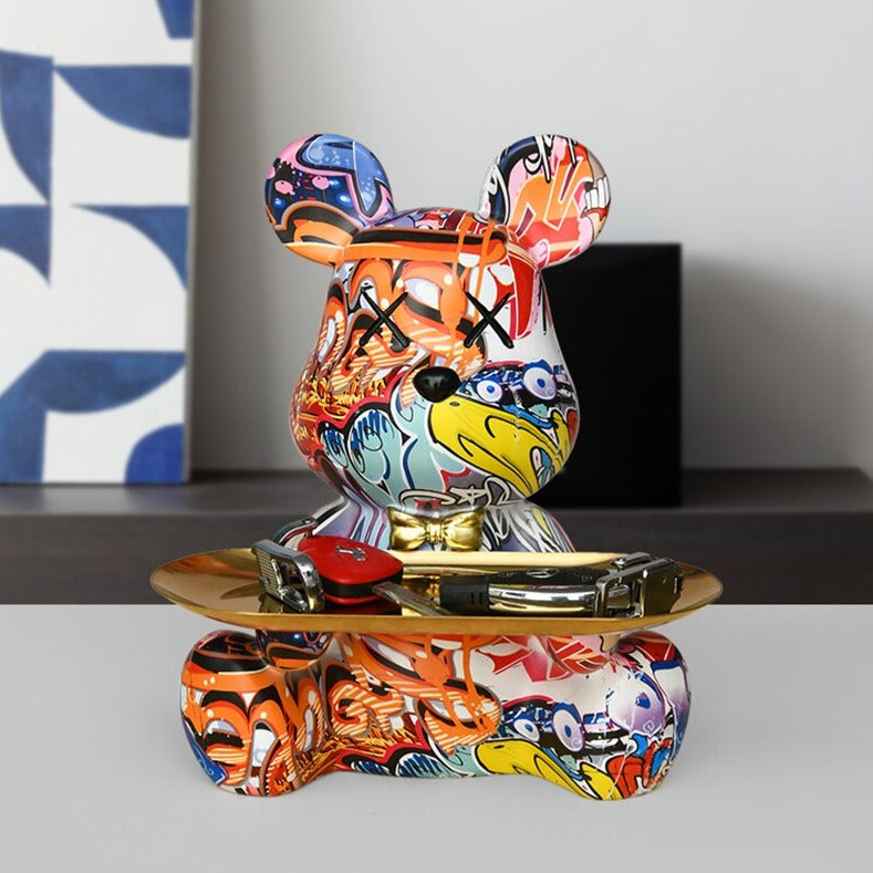 Averon | Table Tray Featuring Graffiti Painted Bear Sculpture