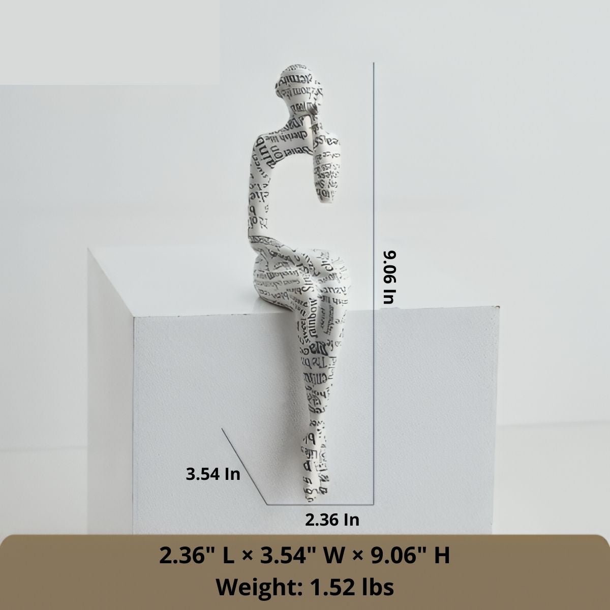 Aurora 8-Inch Resin Sculpture with Gold Accents and Curves