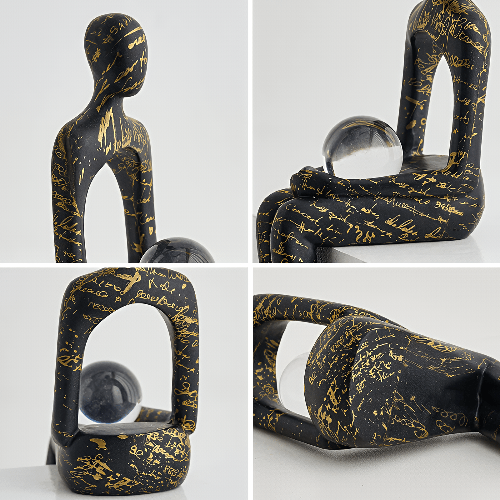 Aurora 8-Inch Resin Sculpture with Gold Accents and Curves