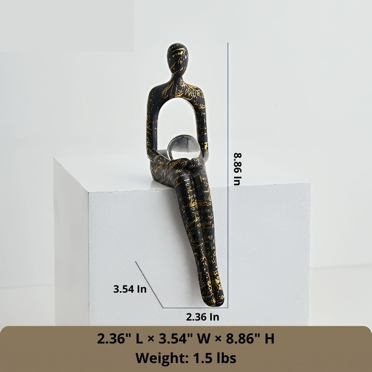 Aurora 8-Inch Resin Sculpture with Gold Accents and Curves