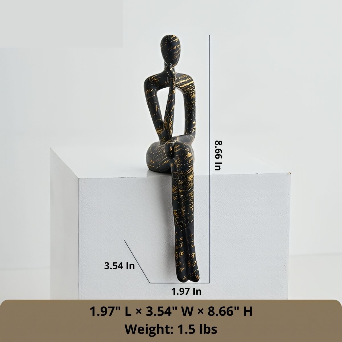 Aurora 8-Inch Resin Sculpture with Gold Accents and Curves