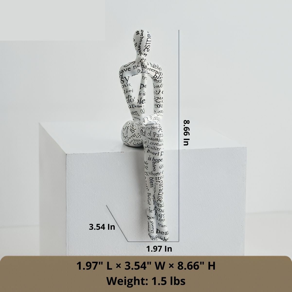 Aurora 8-Inch Resin Sculpture with Gold Accents and Curves