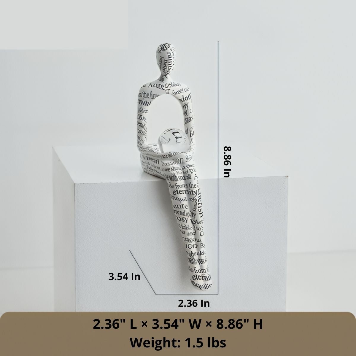 Aurora 8-Inch Resin Sculpture with Gold Accents and Curves