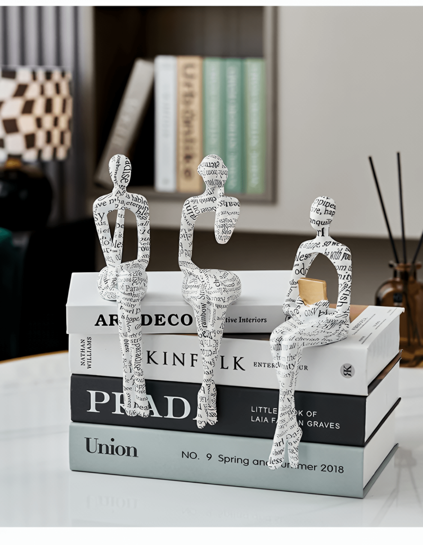 Aurora 8-Inch Resin Sculpture with Gold Accents and Curves