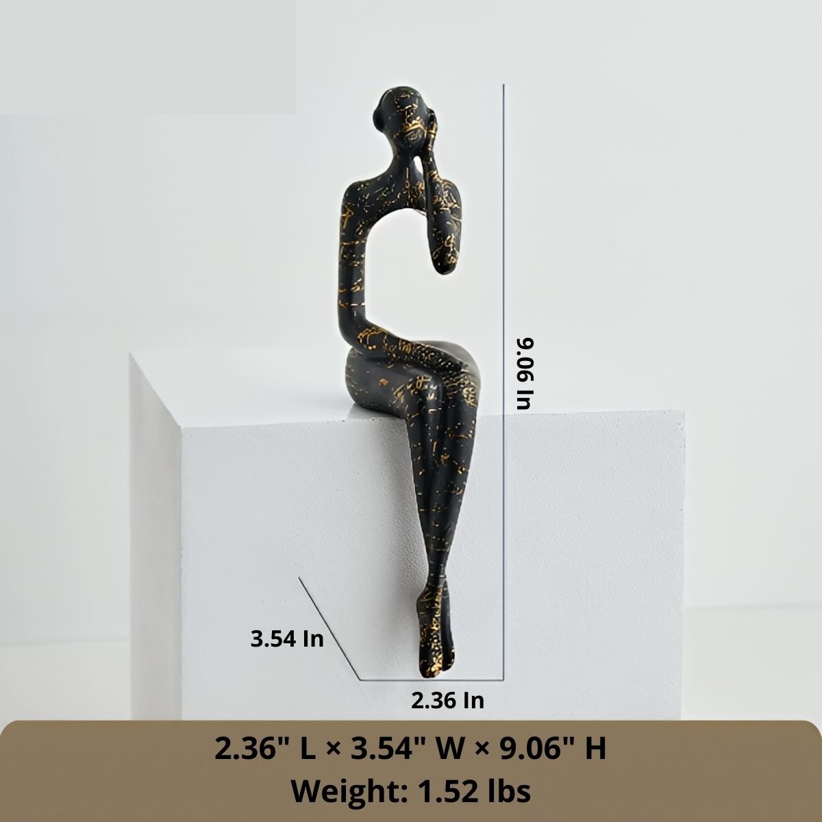 Aurora 8-Inch Resin Sculpture with Gold Accents and Curves