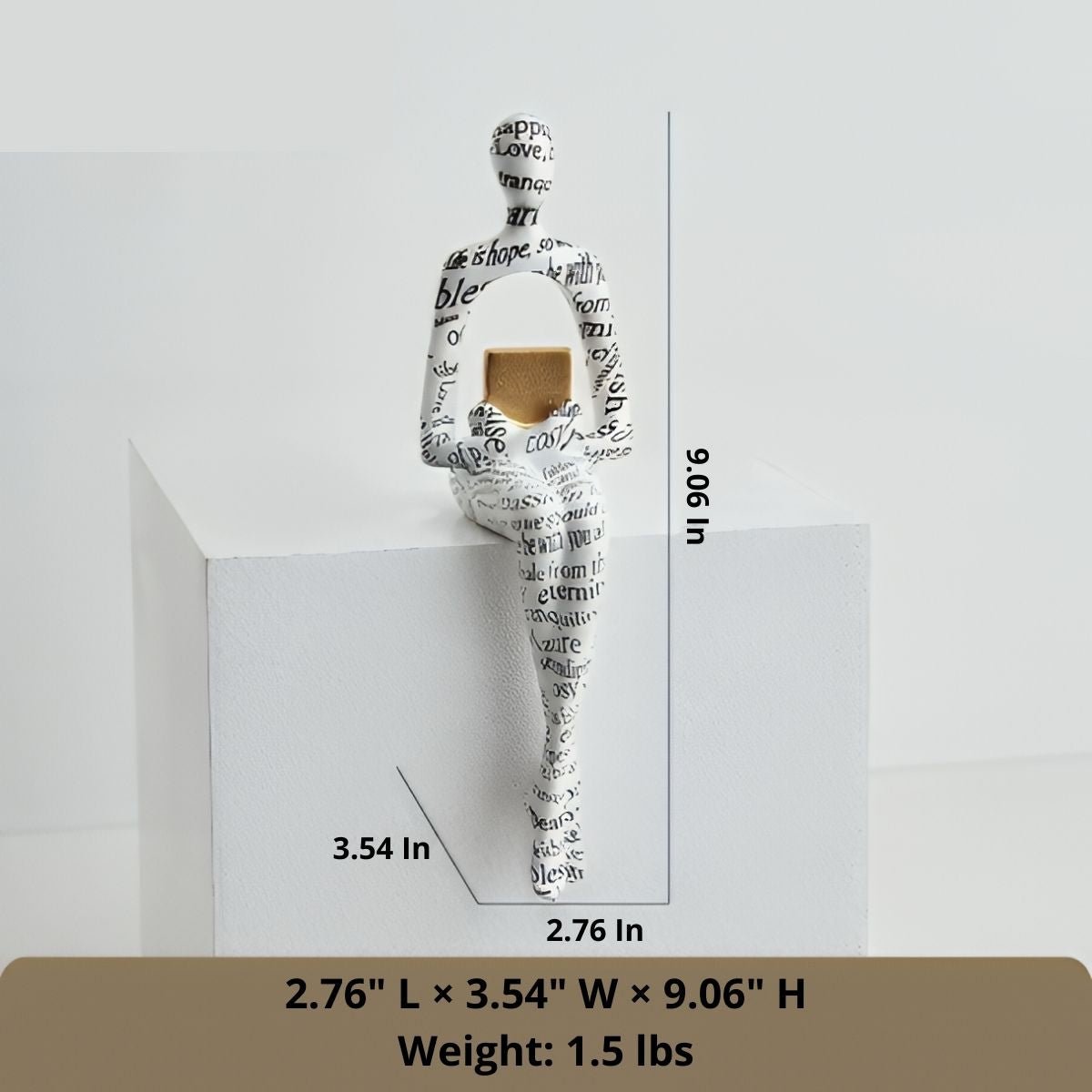 Aurora 8-Inch Resin Sculpture with Gold Accents and Curves